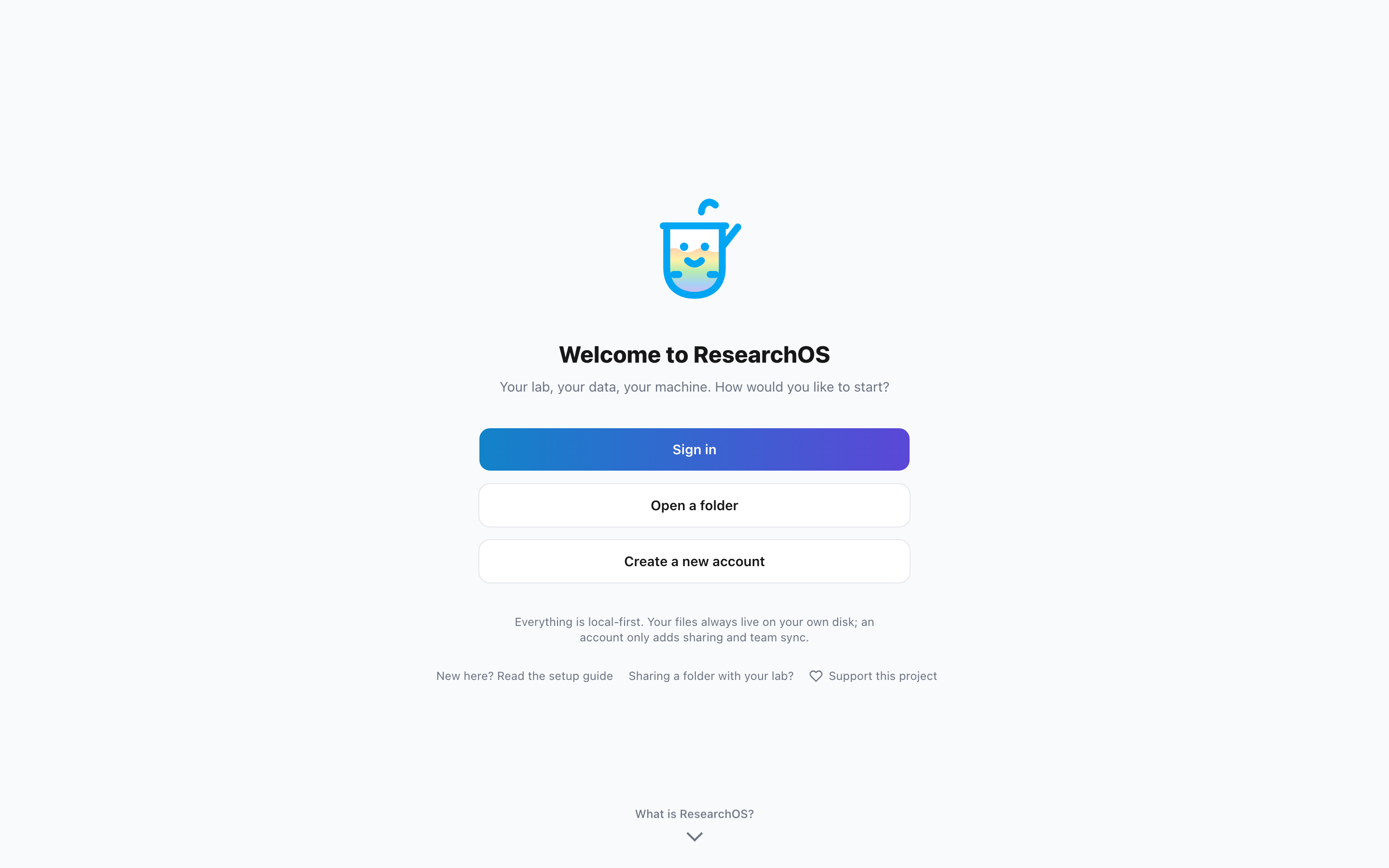 The account start screen.